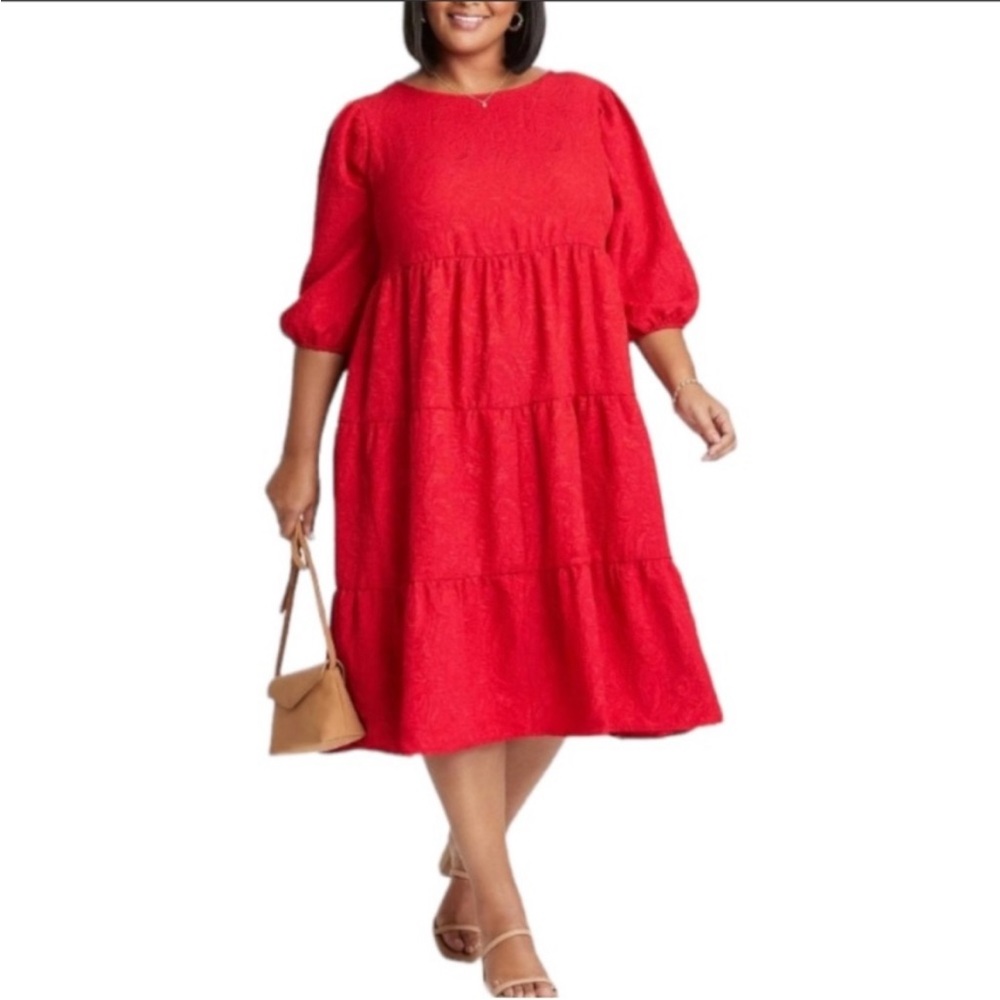 Red Puff Sleeve Dress